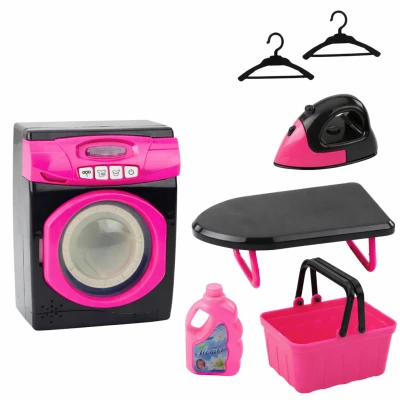 LEAN Toys 25060 Interaktívna práčka s príslušenstvom, svetlami a zvukmi, čierna