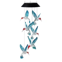 LEAN 26937 Solární zahradní LED zvonky Kolibříci 70 cm, modré