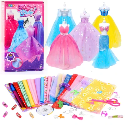 LEAN Toys 27074 Kreativní DIY sada na navrhování a šití oblečků pro panenky