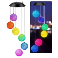 LEAN 26977 Solárna záhradná LED RGB lampa - závesné gule 70 cm