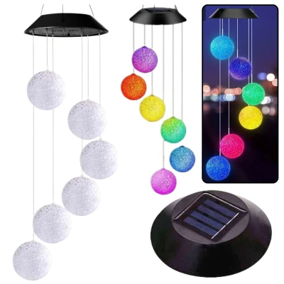 LEAN 26977 Solárna záhradná LED RGB lampa - závesné gule 70 cm