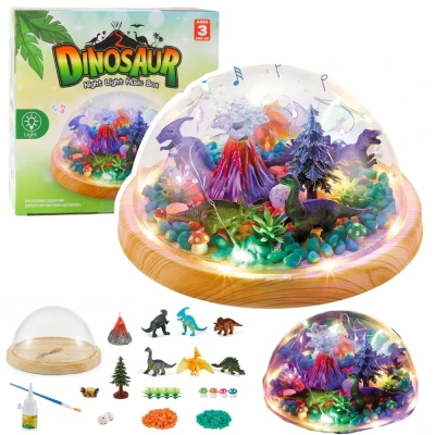 LEAN Toys 27394 Terárium s dinosaury - noční lampička s melodií