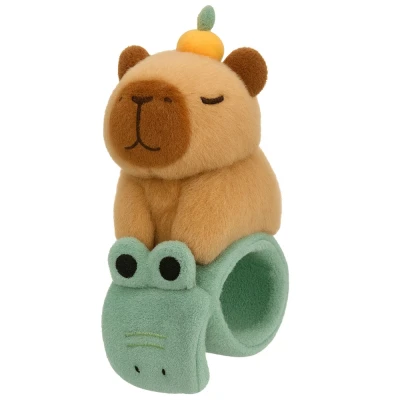 LEAN Toys 27544 Plyšový samoutahovací náramek krokodýl s kapybarou