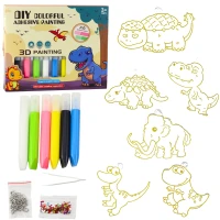 LEAN Toys 27734 Kreativní DIY 3D vitráže, přívěsky Dinosauři, 6 gelových fixů