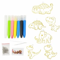 LEAN Toys 27734 Kreativní DIY 3D vitráže, přívěsky Dinosauři, 6 gelových fixů