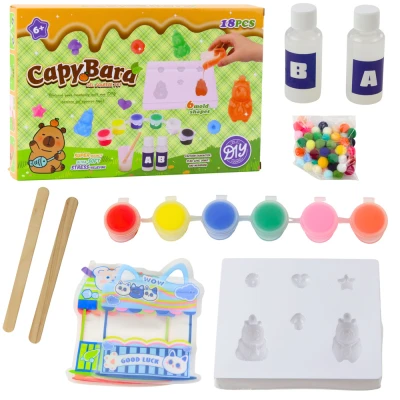 LEAN Toys 27750 Kreatívna stavebnice na výrobu zvieratiek z gélu Capybara, 18 dielov