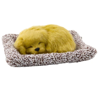 LEAN Toys 27898 Spící labrador na polštáři s měkkým kožíškem a taškou