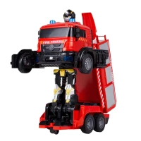 LEAN Toys 27911 RC hasičské auto/robot 2 v 1 - světla, zvuky, voda