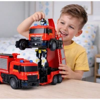 LEAN Toys 27911 RC hasičské auto/robot 2 v 1 - světla, zvuky, voda