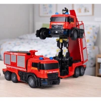 LEAN Toys 27911 RC hasičské auto/robot 2 v 1 - světla, zvuky, voda