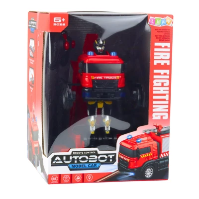 LEAN Toys 27911 RC hasičské auto/robot 2 v 1 - světla, zvuky, voda