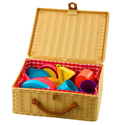 LEAN Toys 28139 Dětská čajová sada v košíku 23 ks