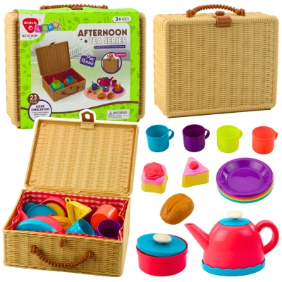 LEAN Toys 28139 Dětská čajová sada v košíku 23 ks