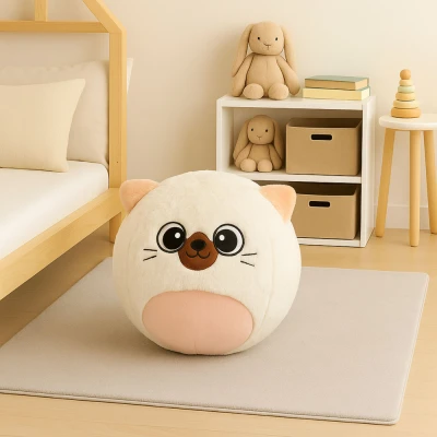 LEAN Toys 28662 Plyšový skákací míč koťátko BigCutePet, 50 cm, bílé