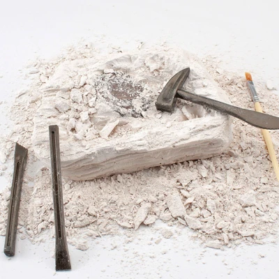 LEAN Toys 28724 Paleontologická sada vykopávek, sádrový blok a nástroje