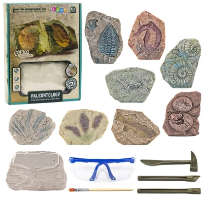 LEAN Toys 28724 Paleontologická sada vykopávek, sádrový blok a nástroje