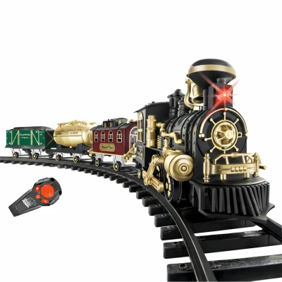 LEAN Toys 28095 Elektrická vláčkodráha RC Classical Train, světla, zvuky, dým, 24 dílů