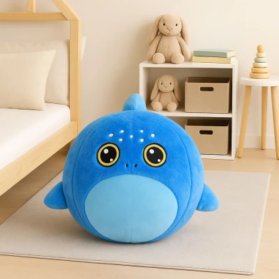 LEAN Toys 28663 Plyšový skákací míč žralok BigCutePet, 50 cm, modrý