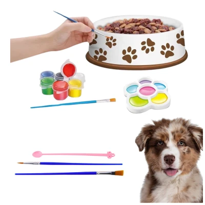 LEAN Toys 28145 Sada na malování keramické misky pro psa DIY, 6 dílů
