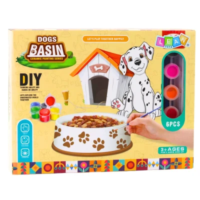 LEAN Toys 28145 Sada na malování keramické misky pro psa DIY, 6 dílů