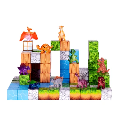 LEAN Toys 28815 Magnetické konstrukční kostky 3D - Čtvercový svět, 114 ks