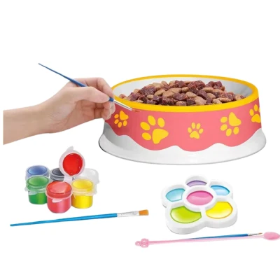LEAN Toys 28146 Sada na malování keramické misky pro kočku DIY, 6 dílů