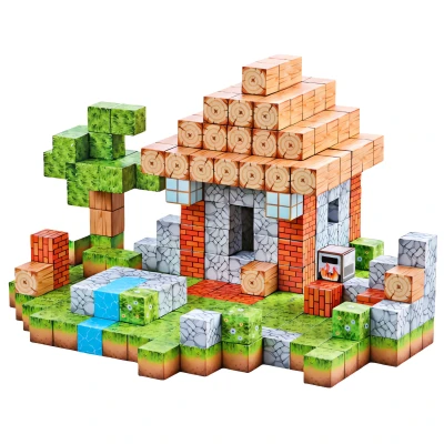 LEAN Toys 28816 Magnetické konstrukční kostky 3D - Čtvercový svět, 312 ks