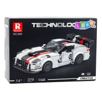 LEAN Toys 28913 Stavebnice závodní auto VIPER, 379 dílků, bílo-červený