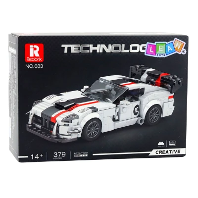 LEAN Toys 28913 Stavebnice závodní auto VIPER, 379 dílků, bílo-červený