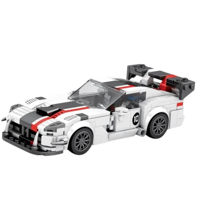 LEAN Toys 28913 Stavebnice závodní auto VIPER, 379 dílků, bílo-červený