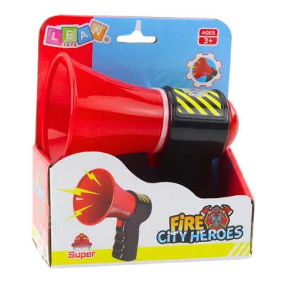 LEAN Toys 28147 Interaktivní hasičský megafon pro děti se zvukovými efekty