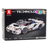 LEAN Toys 28915 Stavebnice sportovní kabriolet SVJ, 348 dílků, bílý 