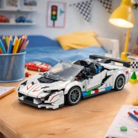 LEAN Toys 28915 Stavebnice sportovní kabriolet SVJ, 348 dílků, bílý 