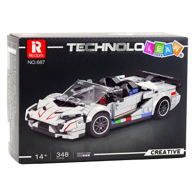LEAN Toys 28915 Stavebnice sportovní kabriolet SVJ, 348 dílků, bílý 