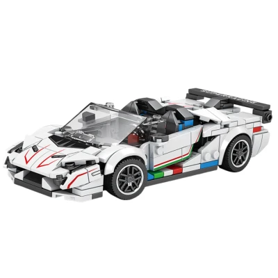 LEAN Toys 28915 Stavebnice sportovní kabriolet SVJ, 348 dílků, bílý 