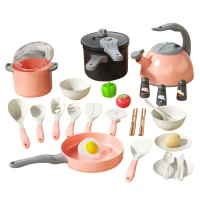 LEAN Toys 28736 Kuchyňská sada s hrnci a příslušenstvím, 32 dílů, růžová
