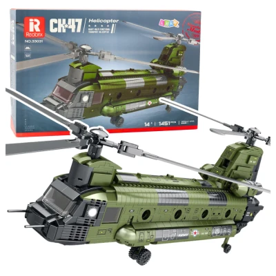 LEAN Toys 28696 CH-47 Chinook Stavebnice - Transportný vrtuľník, 1451 dielov
