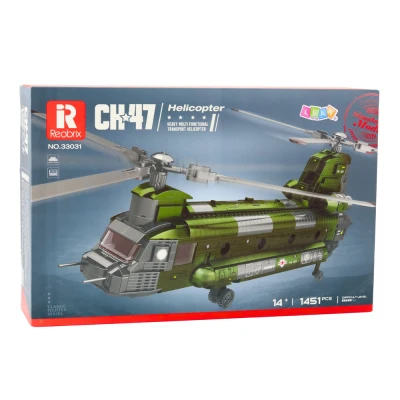LEAN Toys 28696 CH-47 Chinook Stavebnice - Transportný vrtuľník, 1451 dielov