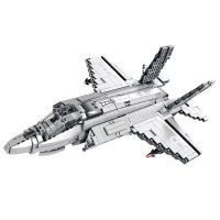 LEAN Toys 28910 Stavebnice stíhacieho lietadla F-35 Lightning II, 1490 dielov, sivá farba