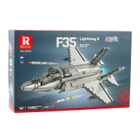 LEAN Toys 28910 Stavebnice stíhacieho lietadla F-35 Lightning II, 1490 dielov, sivá farba