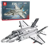 LEAN Toys 28910 Stavebnice stíhacieho lietadla F-35 Lightning II, 1490 dielov, sivá farba