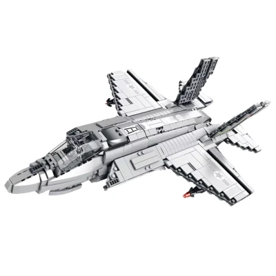 LEAN Toys 28910 Stavebnice stíhacieho lietadla F-35 Lightning II, 1490 dielov, sivá farba