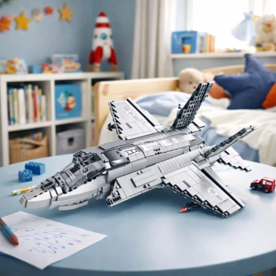 LEAN Toys 28910 Stavebnice stíhacieho lietadla F-35 Lightning II, 1490 dielov, sivá farba