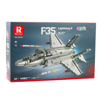 LEAN Toys 28910 Stavebnice stíhacieho lietadla F-35 Lightning II, 1490 dielov, sivá farba