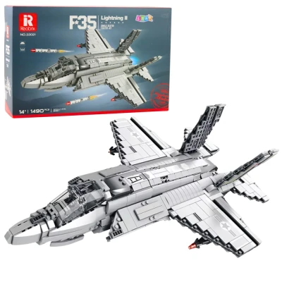 LEAN Toys 28910 Stavebnice stíhacieho lietadla F-35 Lightning II, 1490 dielov, sivá farba