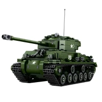 LEAN Toys 28916 Sherman M4A3E8 Tank Model Kit 1:30, 839 dielov, zelená
