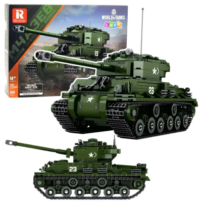 LEAN Toys 28916 Sherman M4A3E8 Tank Model Kit 1:30, 839 dielov, zelená