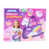 LEAN Toys 28778 Kreativní DIY sada - kabelka s jednorožcem na šití, 50 dílů