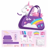LEAN Toys 28778 Kreativní DIY sada - kabelka s jednorožcem na šití, 50 dílů