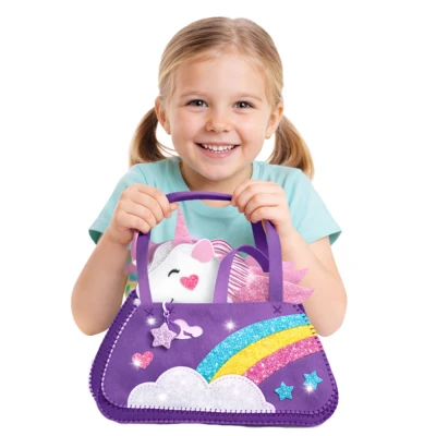 LEAN Toys 28778 Kreativní DIY sada - kabelka s jednorožcem na šití, 50 dílů
